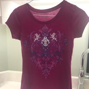 Express cap sleeve bling tees. Purple & white .